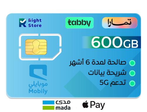 شريحة بيانات 600 جيجا | 6 أشهر Mobily