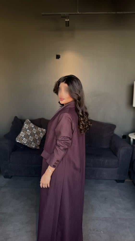 بليزر قماش لينن عنابي