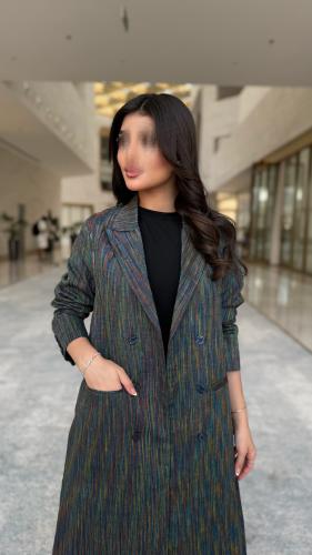 بليزر لينن مقصب لون زيتي مموج