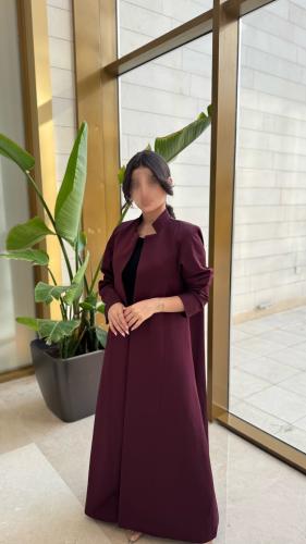 بليزر قماش كريب بدون لمعه طايح عنابي