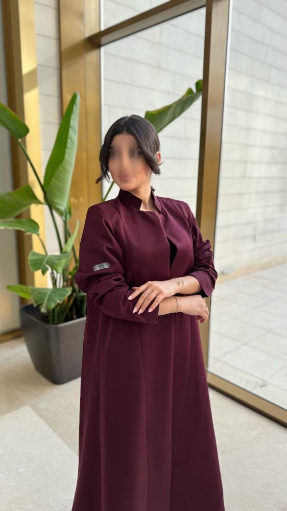 بليزر قماش كريب بدون لمعه طايح عنابي