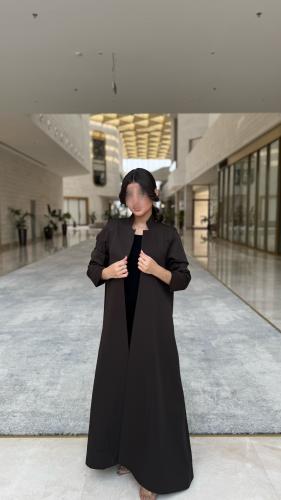 بليزر قماش كريب بدون لمعه طايح رمادي غامق