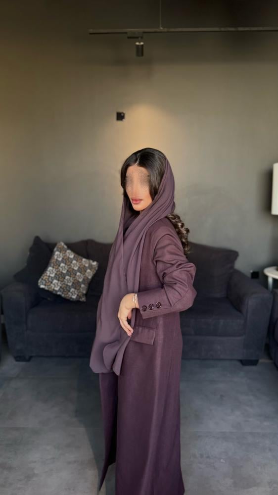 بليزر قماش لينن عنابي