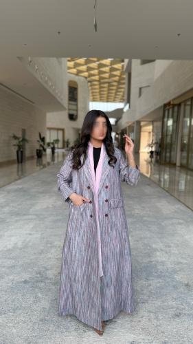 بليزر لينن مقصب لون بنكي