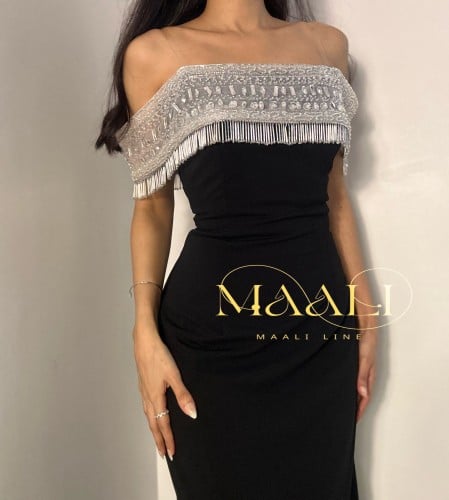 فستان شادن اسود طويل