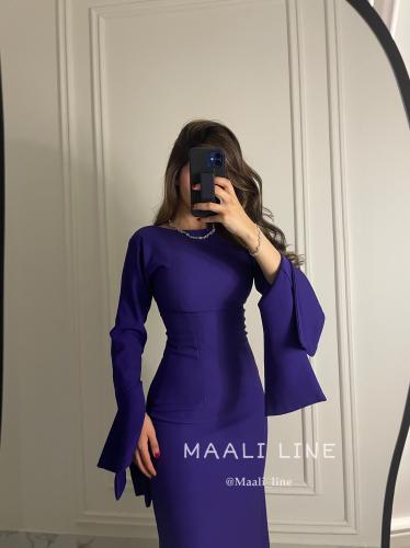 فستان اسرار بنفسجي ساتر و طويل و فخم