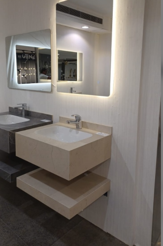 "مغسلة بورسلان حوض ليزر OS196   مقاس 80 سم بيج فاتح"