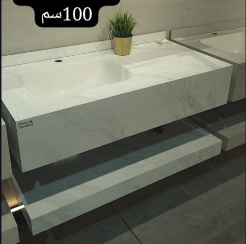 "مغسلة بورسلان حوض ليزر OS176 مقاس 100 سم أبيض رخا...