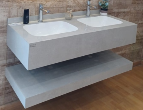 "مغسلة بورسلان حوض ليزر OS176 مقاس 120 سم  رمادي منقط لامع  "