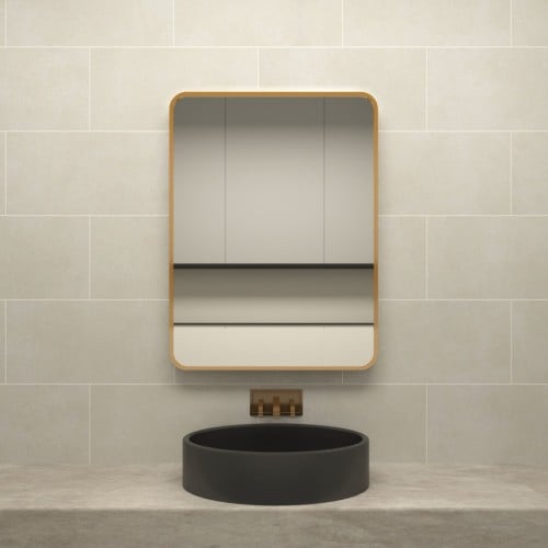 مراية عادية ONE LR-04 صيني 50*70 سم مستطيل اطار الومنيوم ذهبي