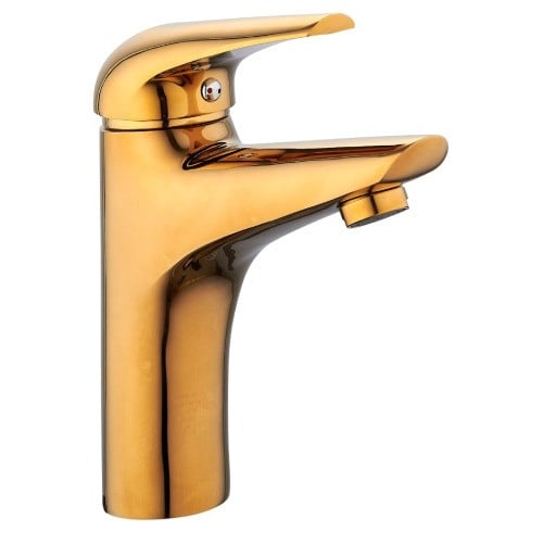 خلاط مغسلة ذهبي اتوماتيك قصير مع هراب