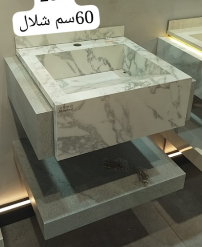 "مغسلة بورسلان حوض مضيء شلال   OS186 مقاس 60 سم "