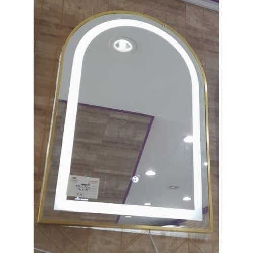 مراية مستطيل ليد إطار ألمنيوم ذهبي