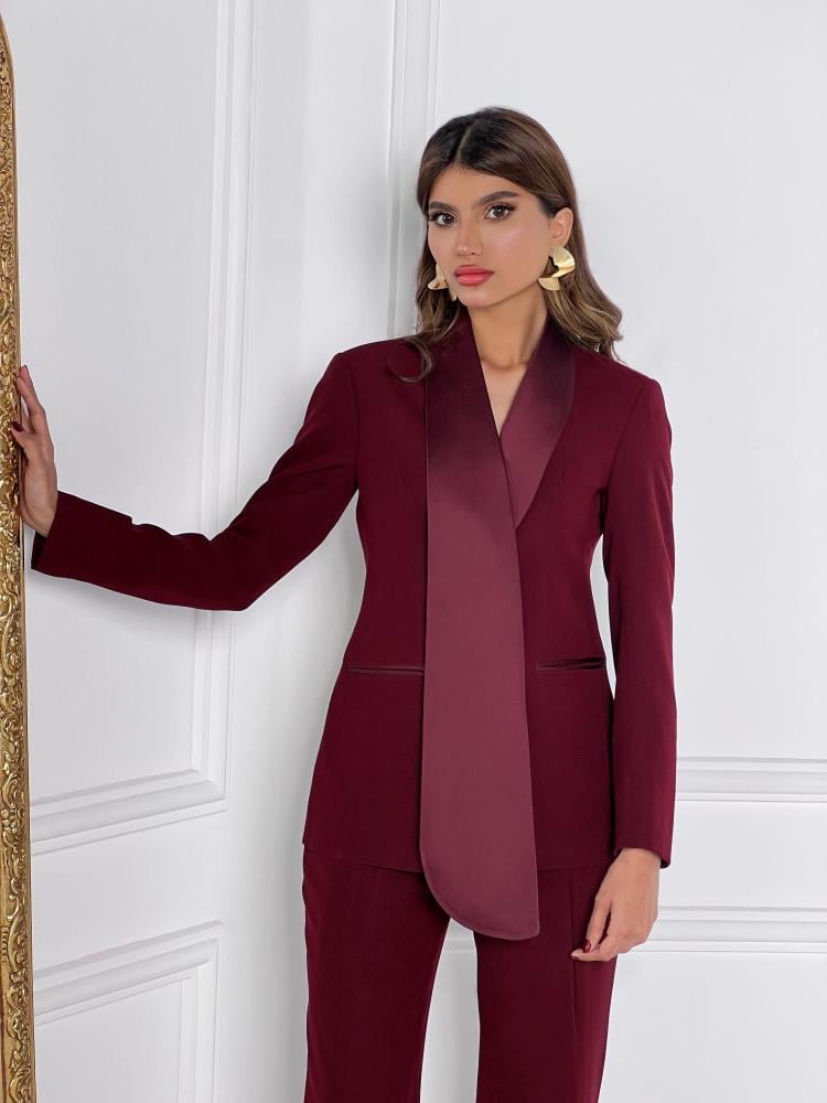 Burgundy suit women best sale