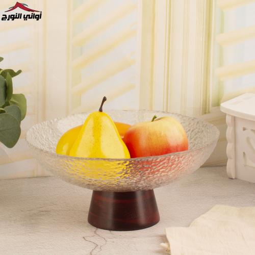 صحن حلويات وفواكه زجاج شفاف