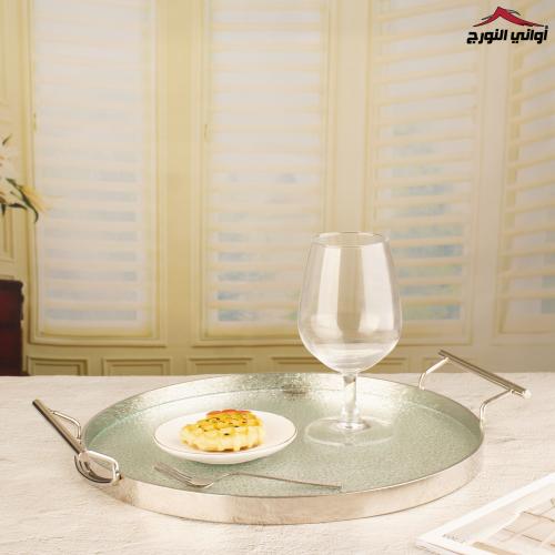 صينية تقديم زجاج ثلجي دائري فضي