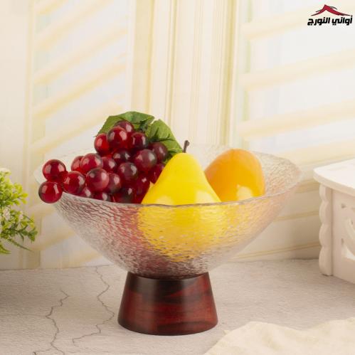 صحن حلويات وفواكه زجاج شفاف