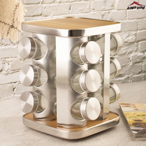 طقم علب بهارات بستاند مربع 12 قطعه