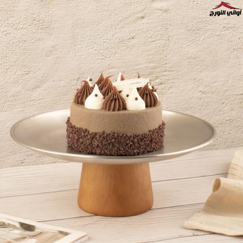 ستاند كيك استيل بقاعدة خشب