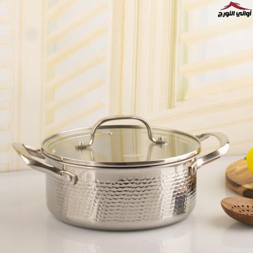 قدر ستيل بغطاء زجاج ماركة UAKEEN