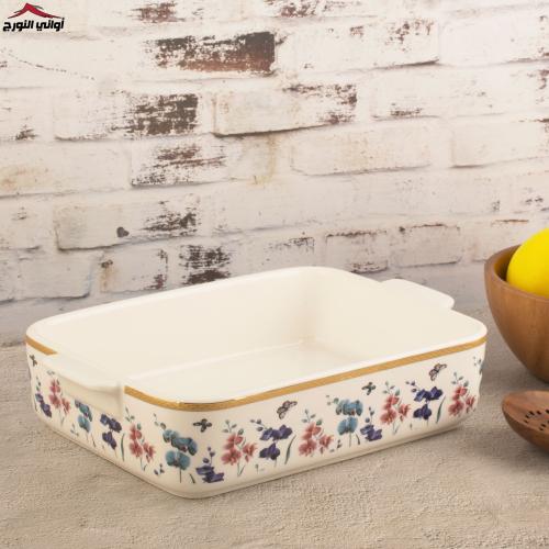 صينية سيراميك مستطيل مورد