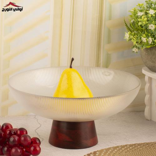 صحن حلويات وفواكه زجاج شفاف