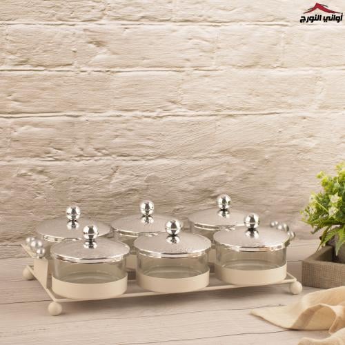 صحون مكسرات سراب فضي سداسي دائري