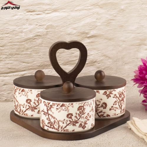 طقم مكسرات الجودي ثلاثي بني