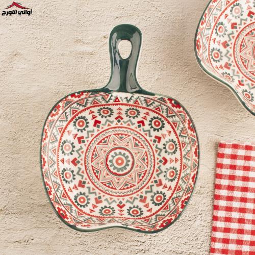 صحن شكل مقلى زخرفة أحمر