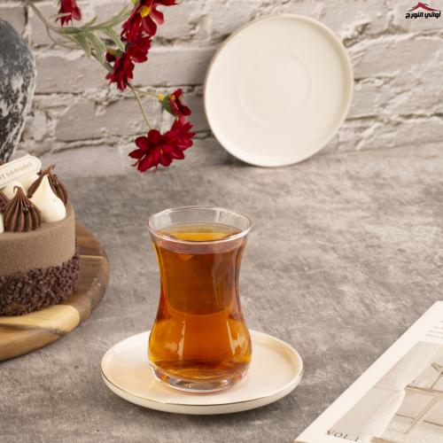 طقم بيالات وصحون سادة 12 قطعه