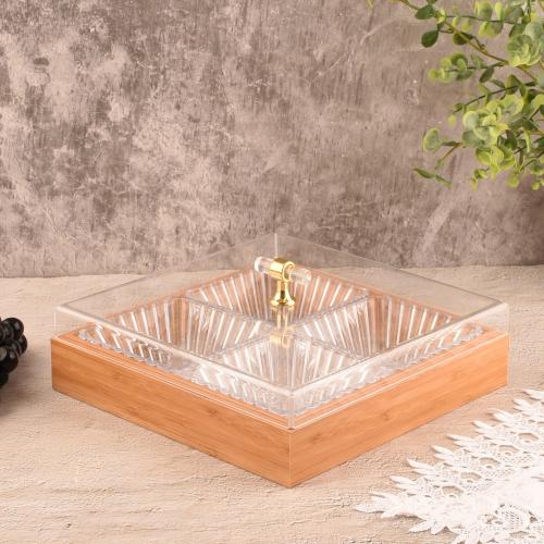 صحون مكسرات رباعي بغطاء اكريلك