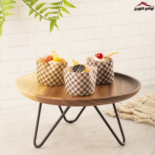 صحن تقديم خشب دائري بستاند