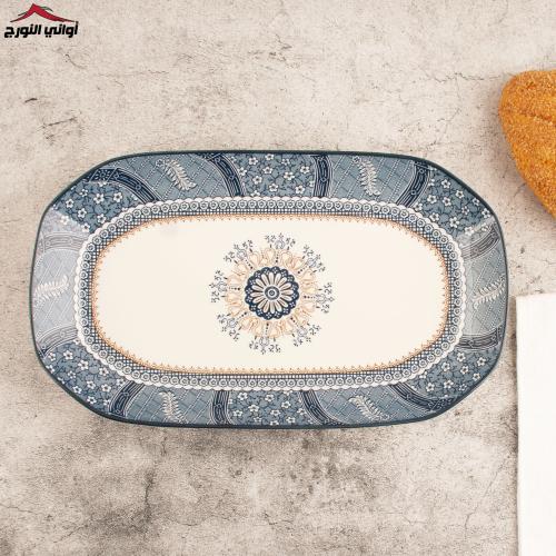 صحن مستطيل زخرفة ازرق