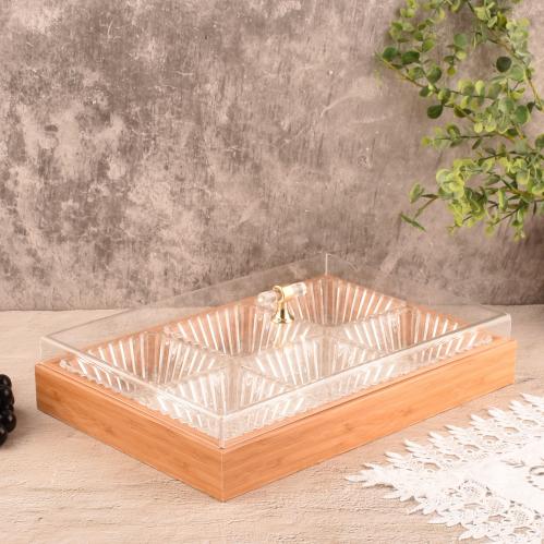 صحون مكسرات سداسي بغطاء اكريلك