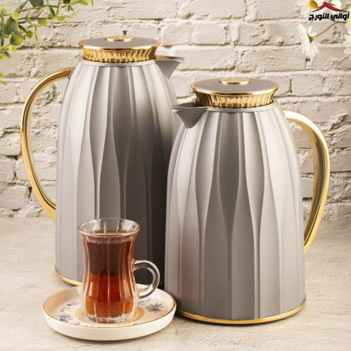 طقم ترامس اناقه رمادي غامق مذهب