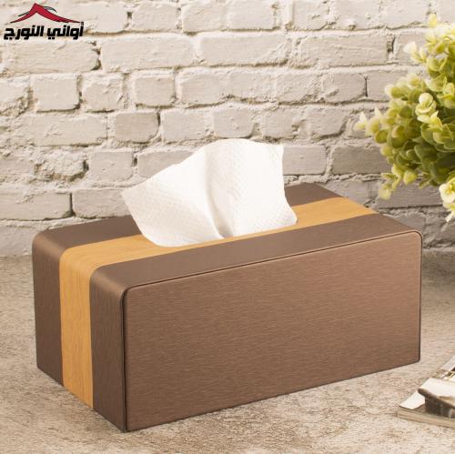 علبة مناديل بني