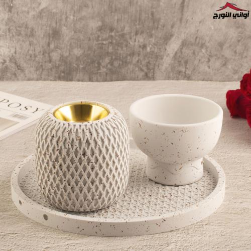 طقم مبخرة أبيض ماربل