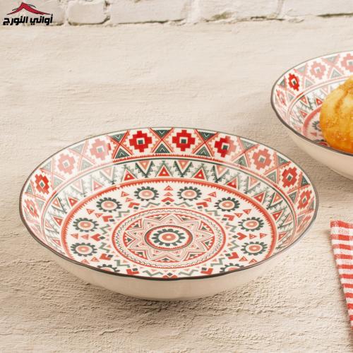 صحن عميق زخرفة أحمر