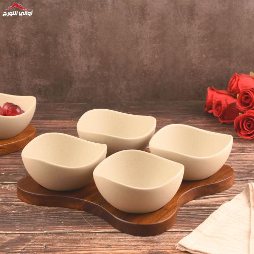 صحون مكسرات بستاند خشب رباعي (غادة)