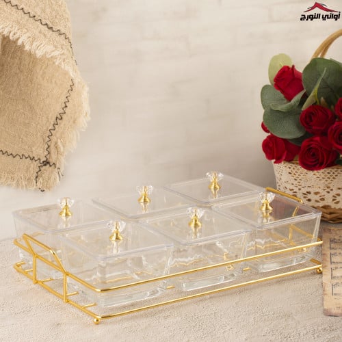 طقم مكسرات سداسي بستاند مذهب