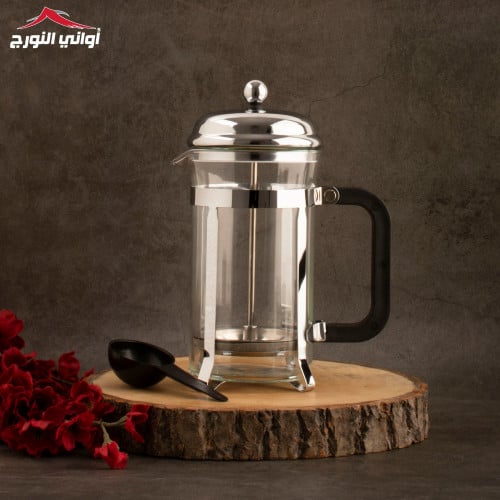 كوب صنع القهوة زجاج شفاف مع ملعقة