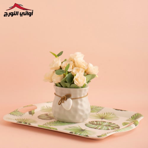 صينية للتقديم مستطيل شكل أوراق شجر خضراء