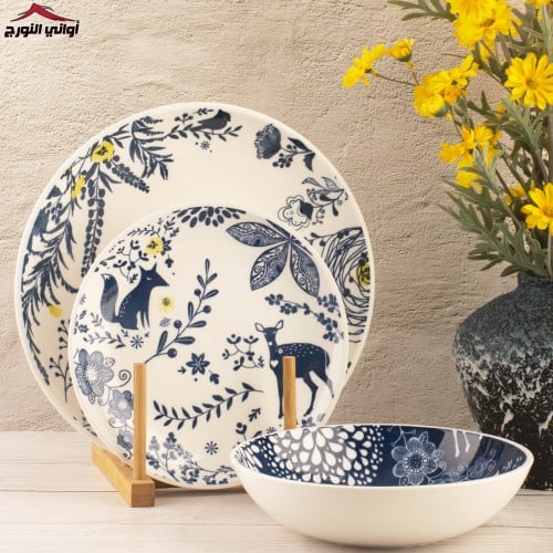 طقم سفرة 18 قطعة رسم سنجاب مع غزال