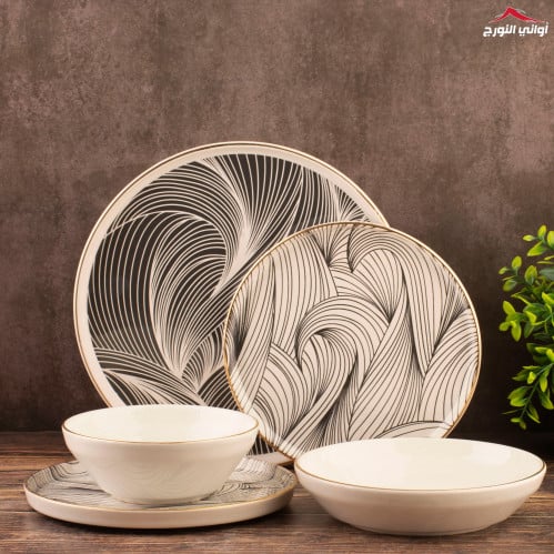 طقم عشاء تركي 24 قطعة أبيض و أسود
