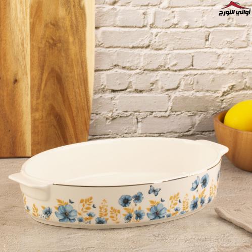 صينية فرن سيراميك بيضاوي أزرق