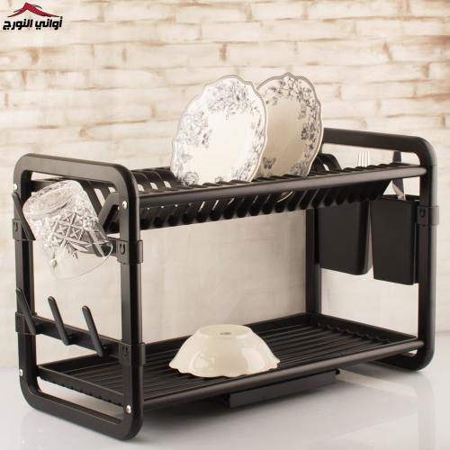 سلة صحون المنيوم سطح بلاستيك اسود دورين