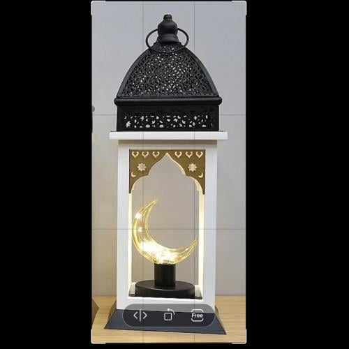 فانوس أسود مع خشب ابيض