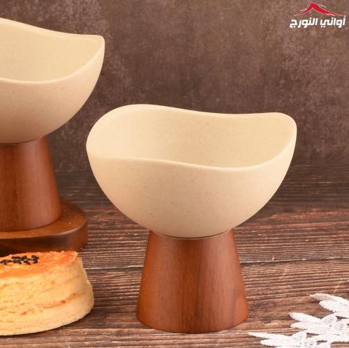 صحن ضيافة بستاند خشب طويل (غادة)