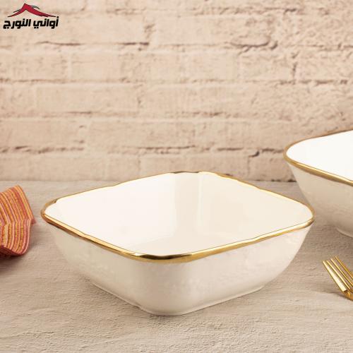 بادية مربع ابيض مزخرف مذهب