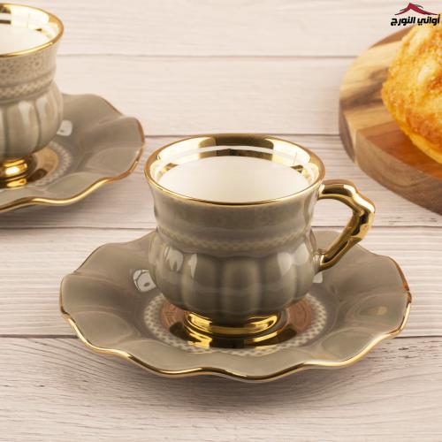 طقم أكواب شاي الفخامة رمادي